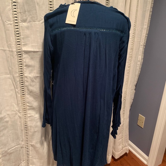 Crescent teal tassel tie up boho dress - Picture 5 of 7